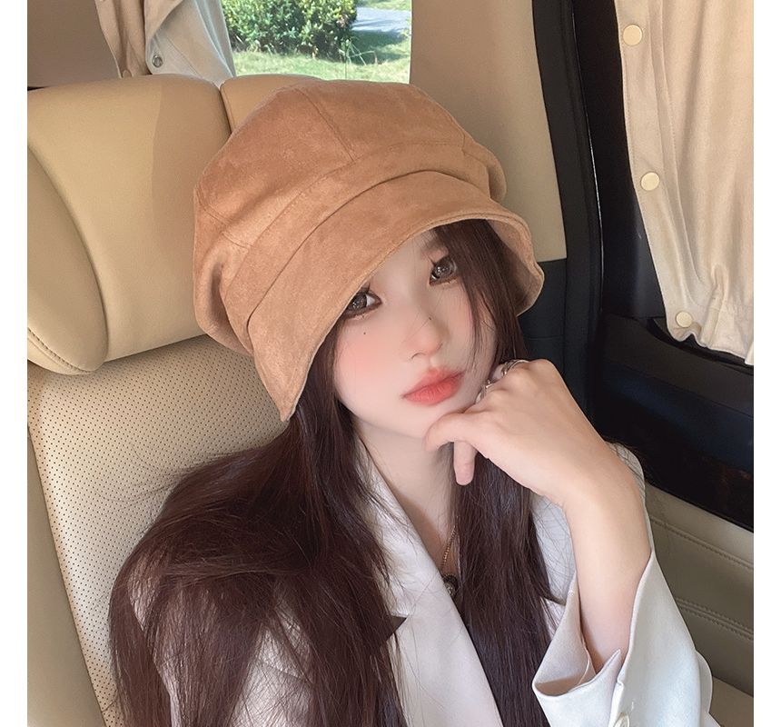 Newsboy Suede Faux Plain Cap