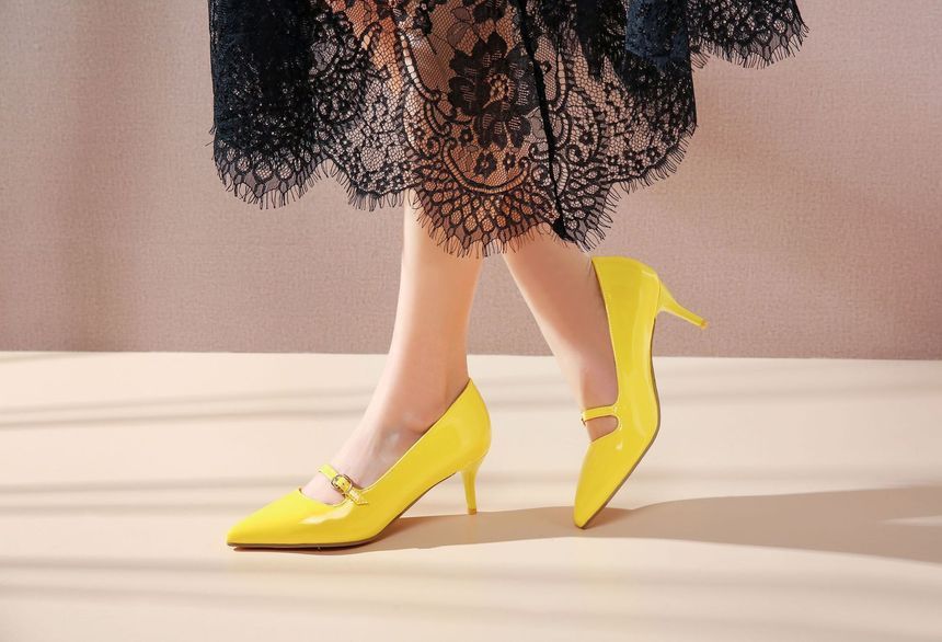 Mary Kitten Pumps Pointed Jane Heel Toe