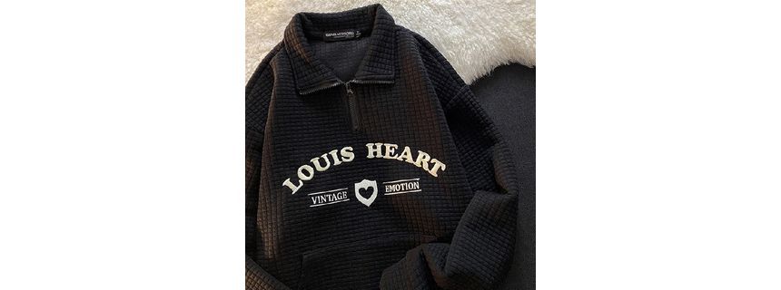 Embroidered Oversized Letter Collar Sweatshirt