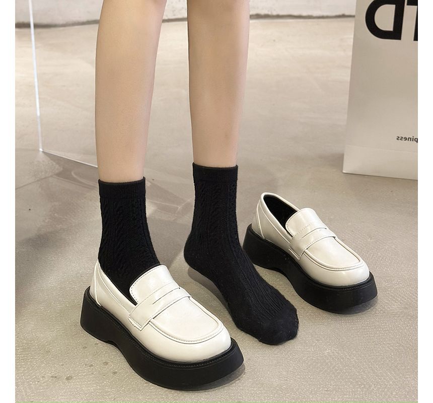 Faux Leather Platform Loafers
