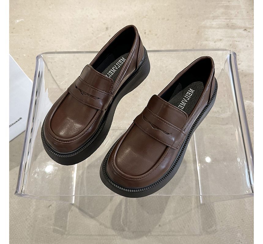 Faux Leather Platform Loafers