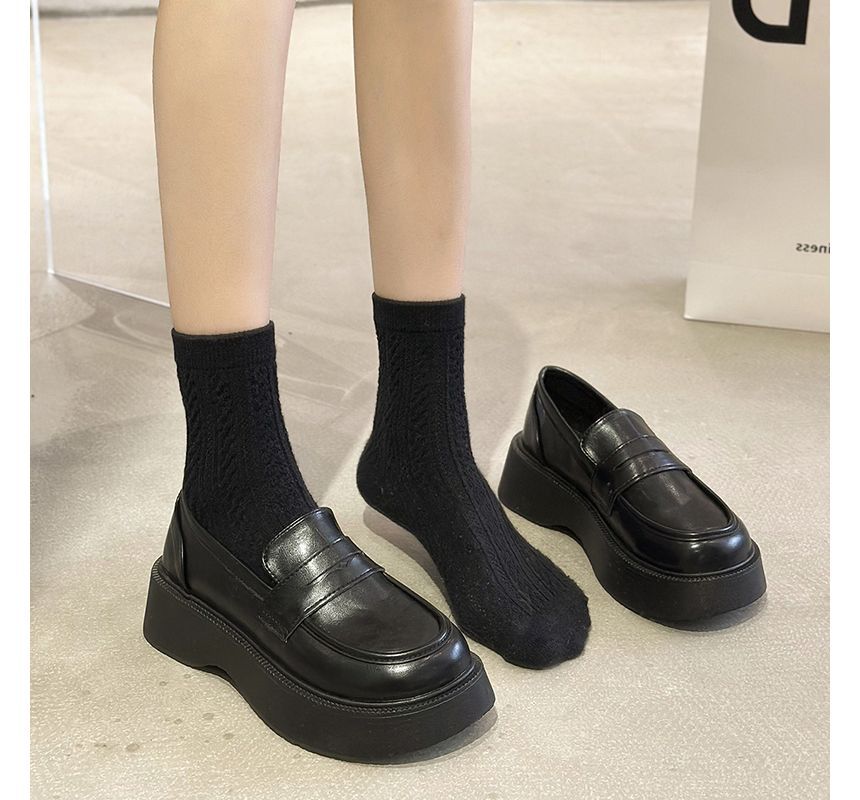 Faux Leather Platform Loafers