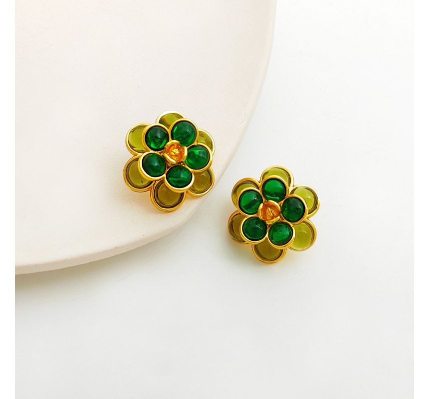 Flower Faux Gemstone Alloy Earring