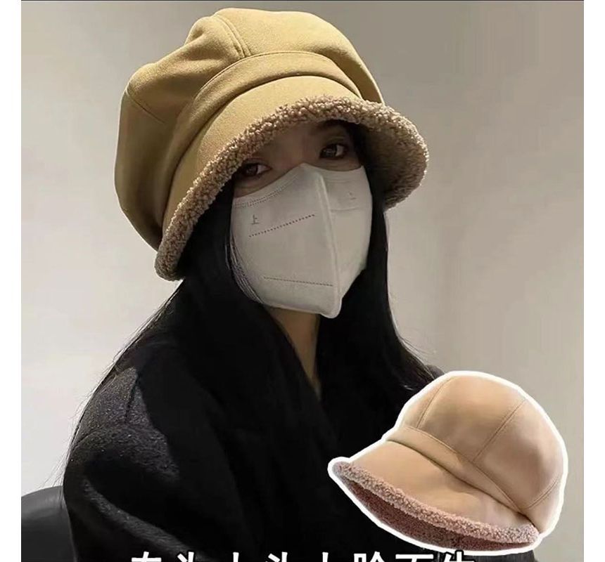 Trim Faux Shearling Beret