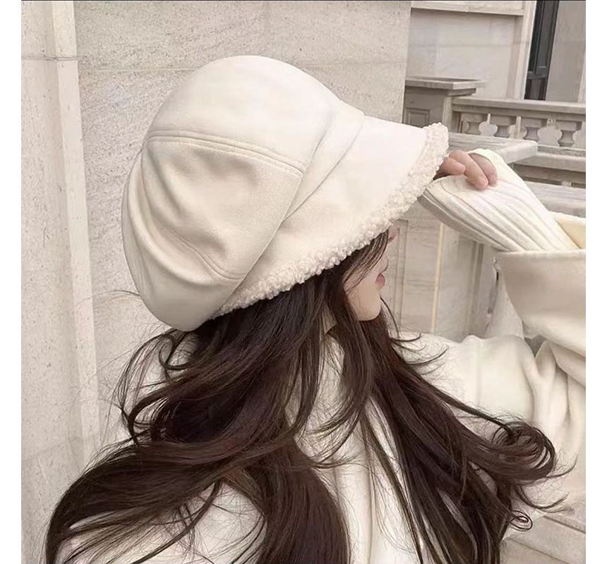 Trim Faux Shearling Beret