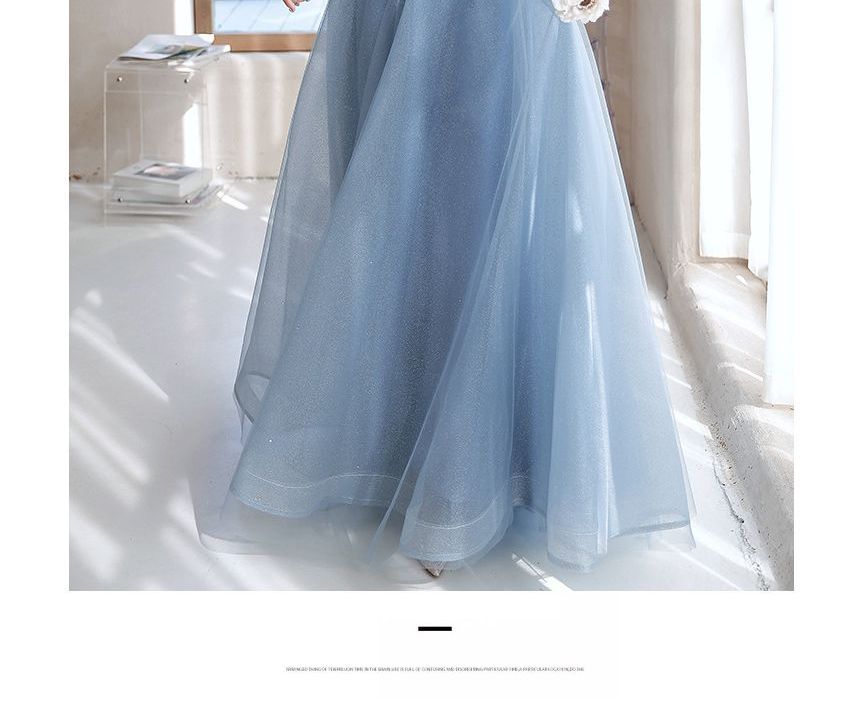 Gown Midi Off-Shoulder Sequin / Evening Dress A-Line