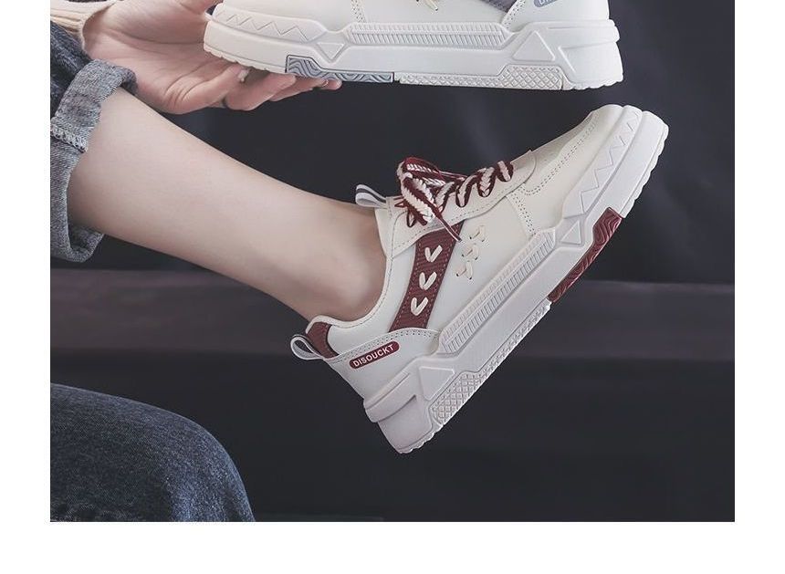 Two-Tone Contrast Stitch Platform Sneakers