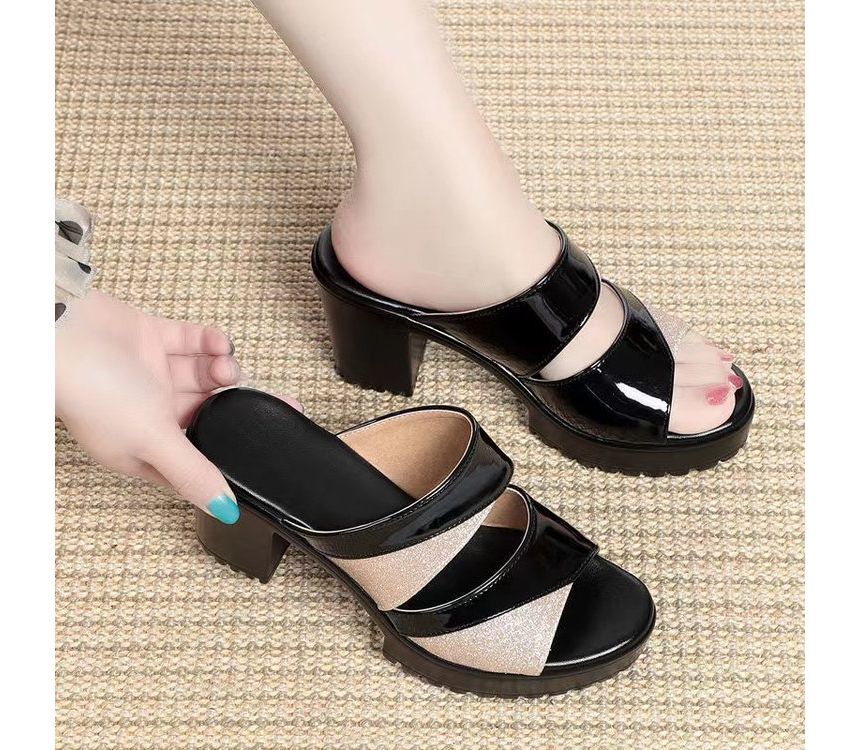 Slide Block-Heel Platform Sandals
