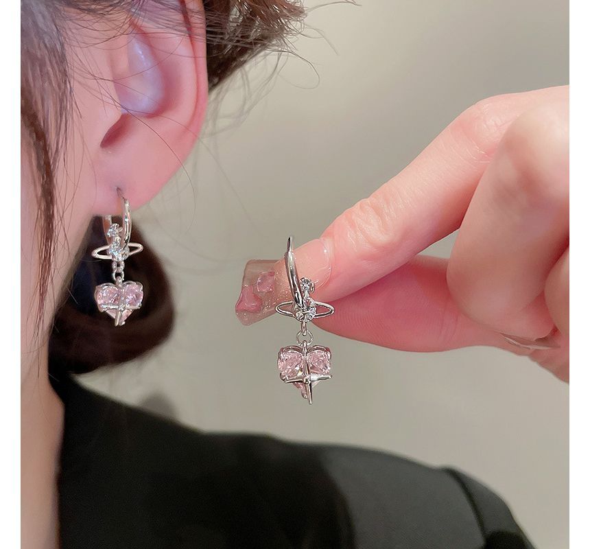 Dangle Earring Heart Rhinestone