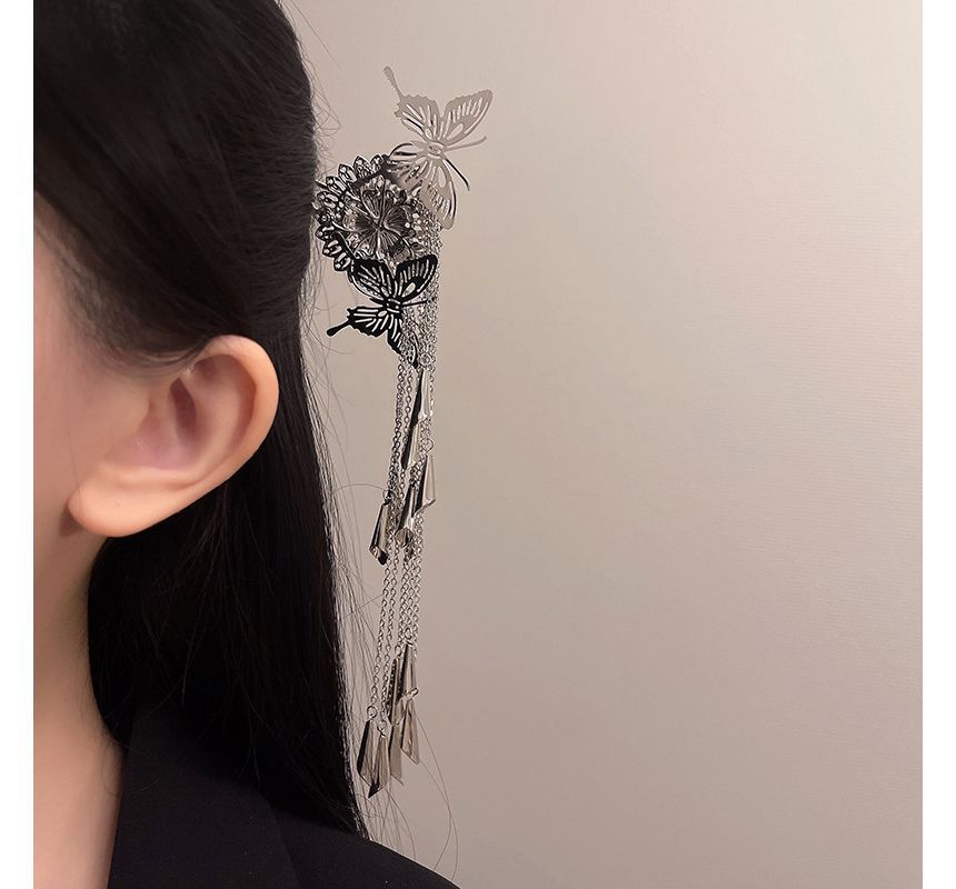 Fringed Alloy Hair Stick Butterfly