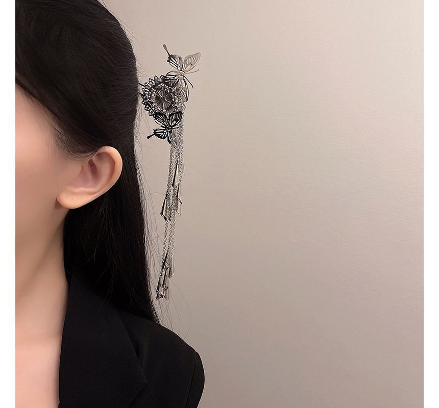 Fringed Alloy Hair Stick Butterfly