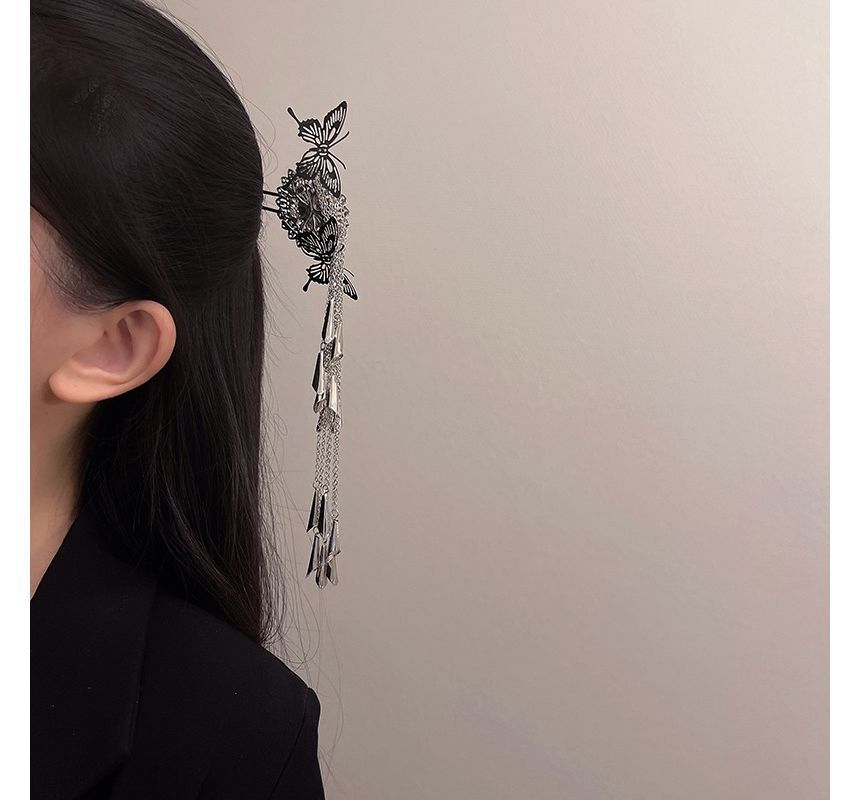 Fringed Alloy Hair Stick Butterfly