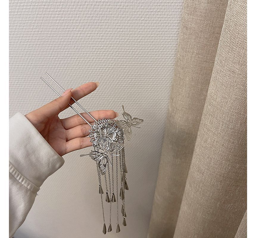 Fringed Alloy Hair Stick Butterfly