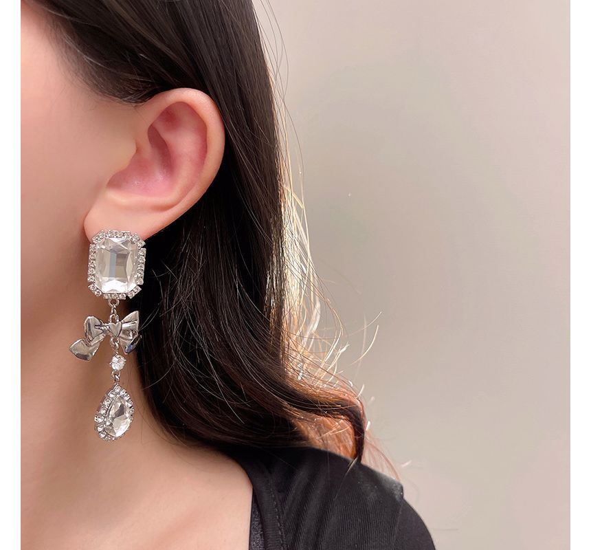 Crystal Earring Dangle Faux Bow