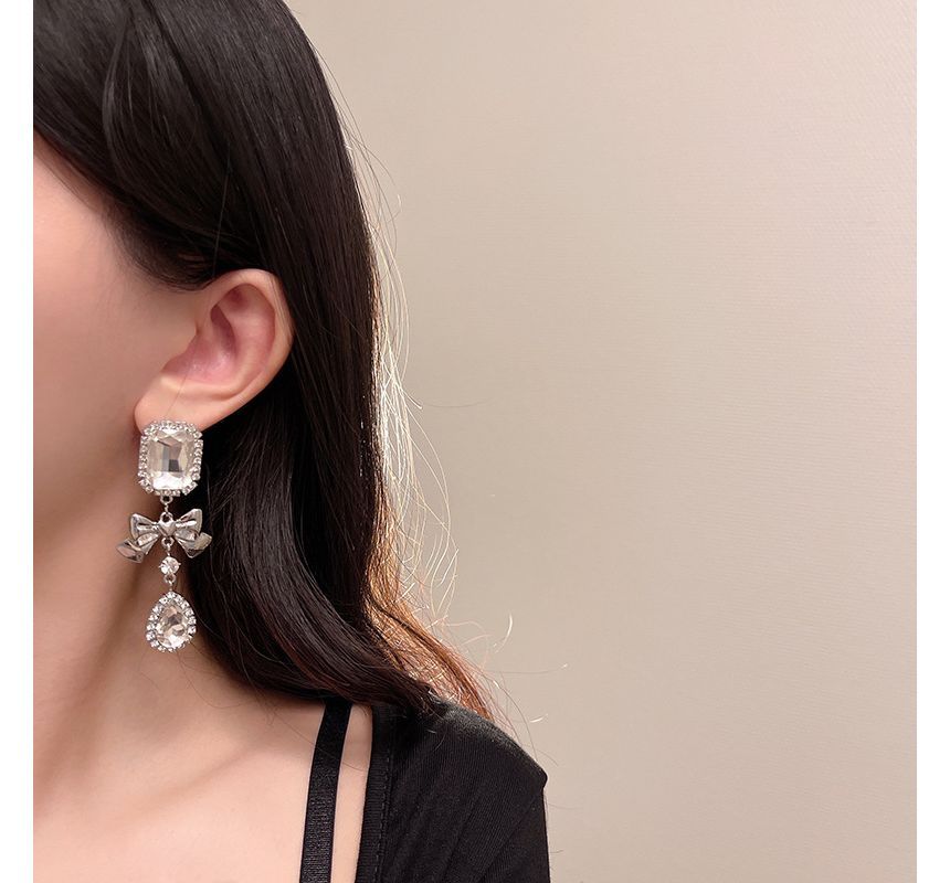 Crystal Earring Dangle Faux Bow