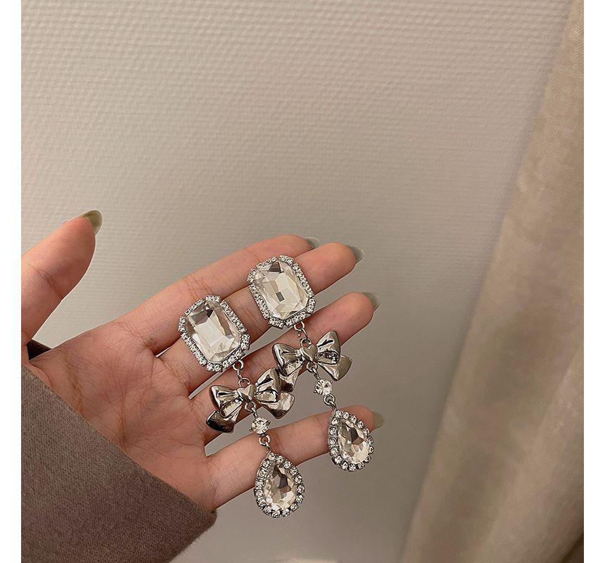 Crystal Earring Dangle Faux Bow