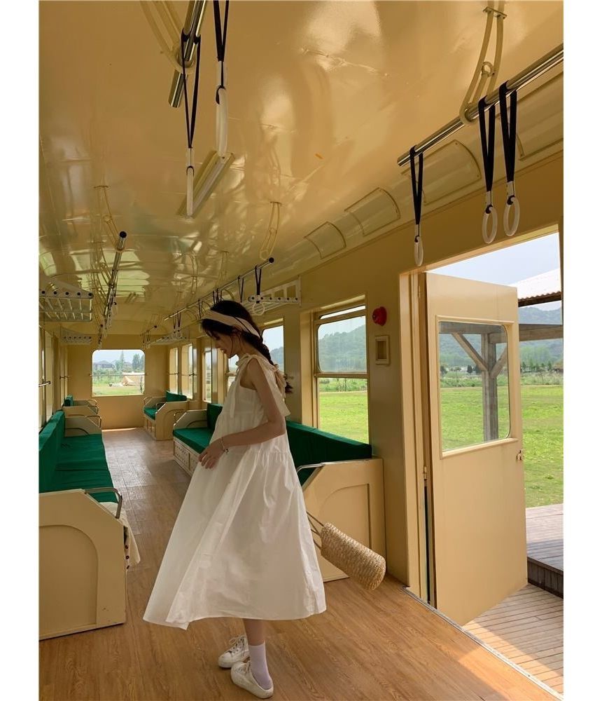 Sundress Spaghetti Strap Plain Midi