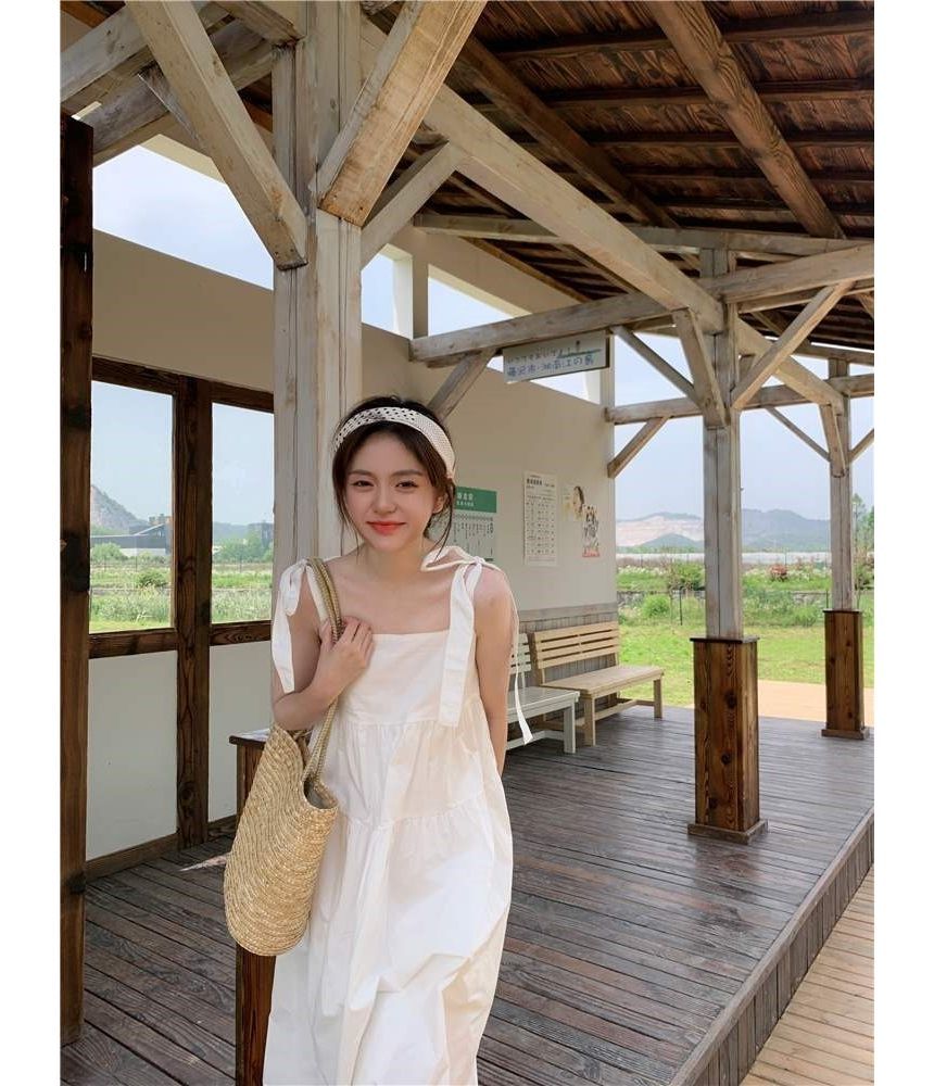 Sundress Spaghetti Strap Plain Midi