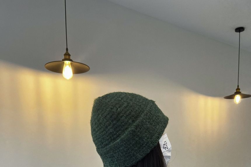 Embroidered Lettering Knit Beanie