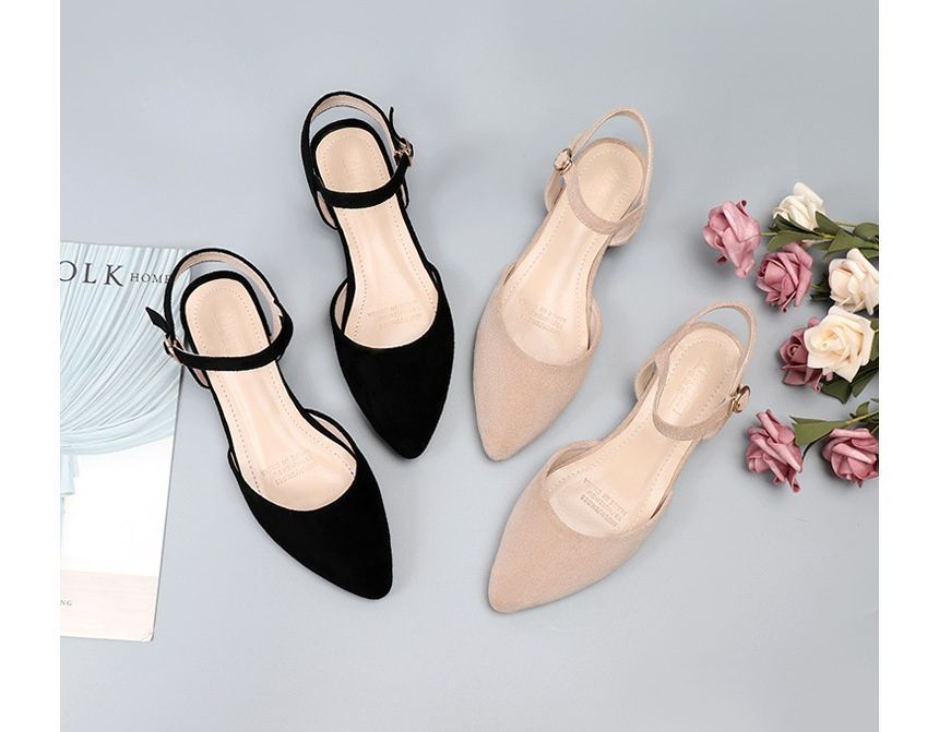 Ankle Strap Chunky Heel Pointy-Toe Sandals