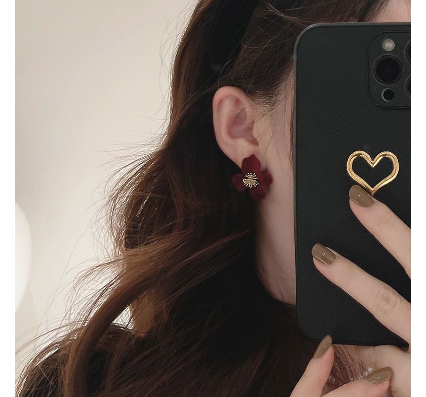Flower Flocking Earring Alloy