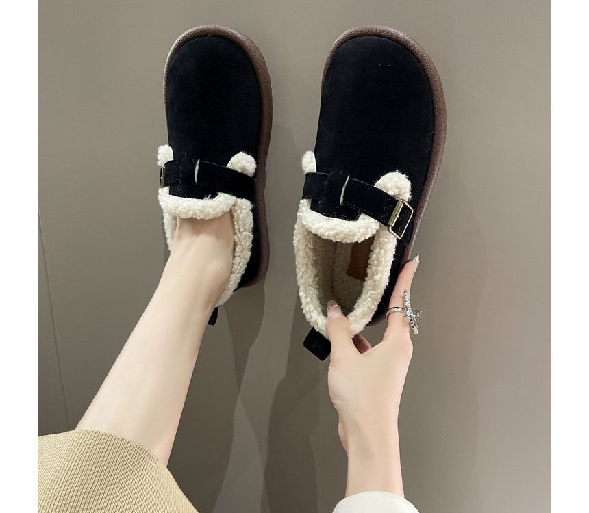 Fleece-Lined Buckled Loafers