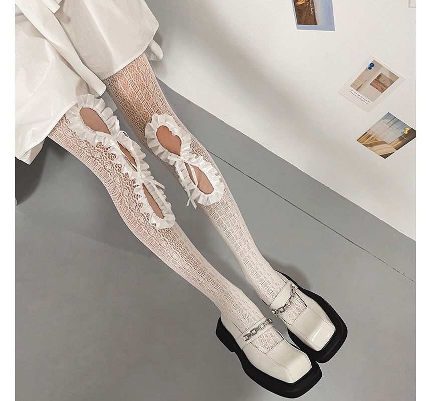 Ruffled Cutout Lace Stockings