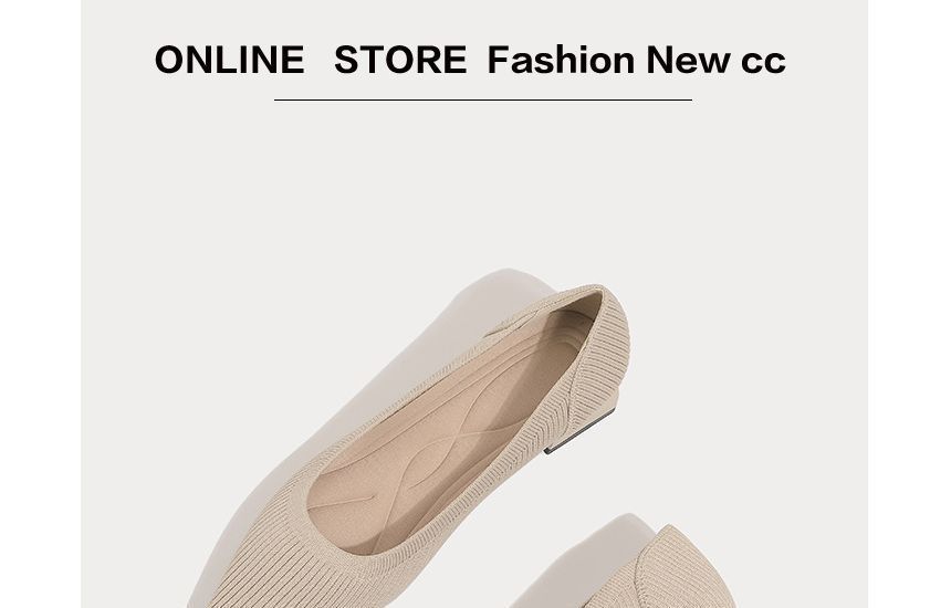 Low-Heel Pointed Pumps Knit