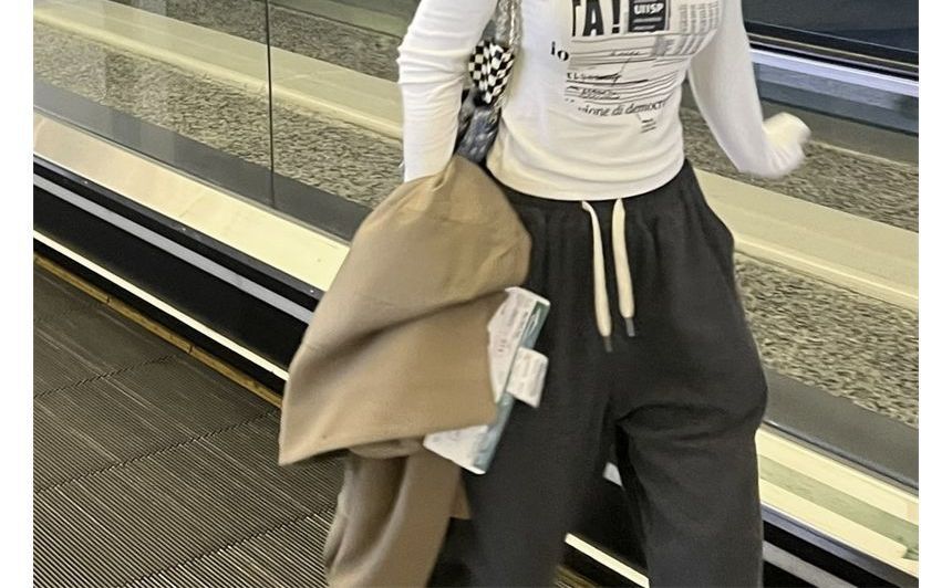 Long-Sleeve Cold-Shoulder Top Slim-Fit Print