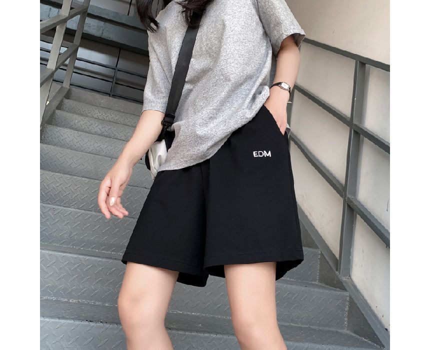 Embroidered High Letter Waist Shorts
