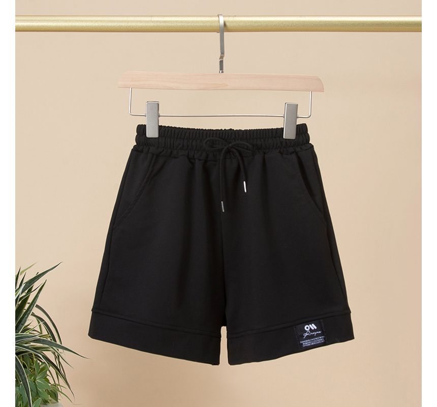 Shorts Label Applique High Plain Waist