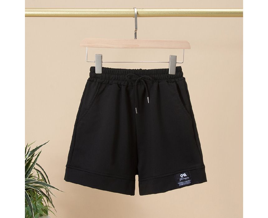 Shorts Label Applique High Plain Waist