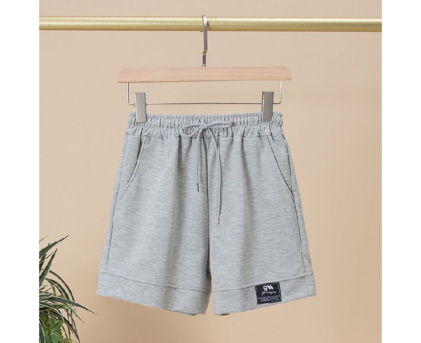 Shorts Label Applique High Plain Waist