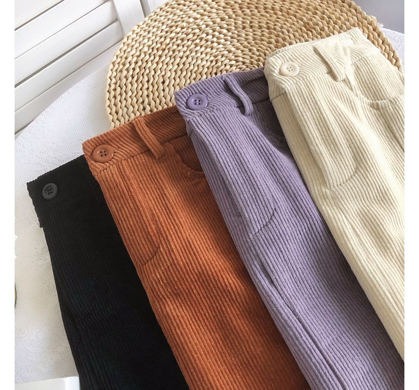 High Waist Corduroy Wide Leg Shorts