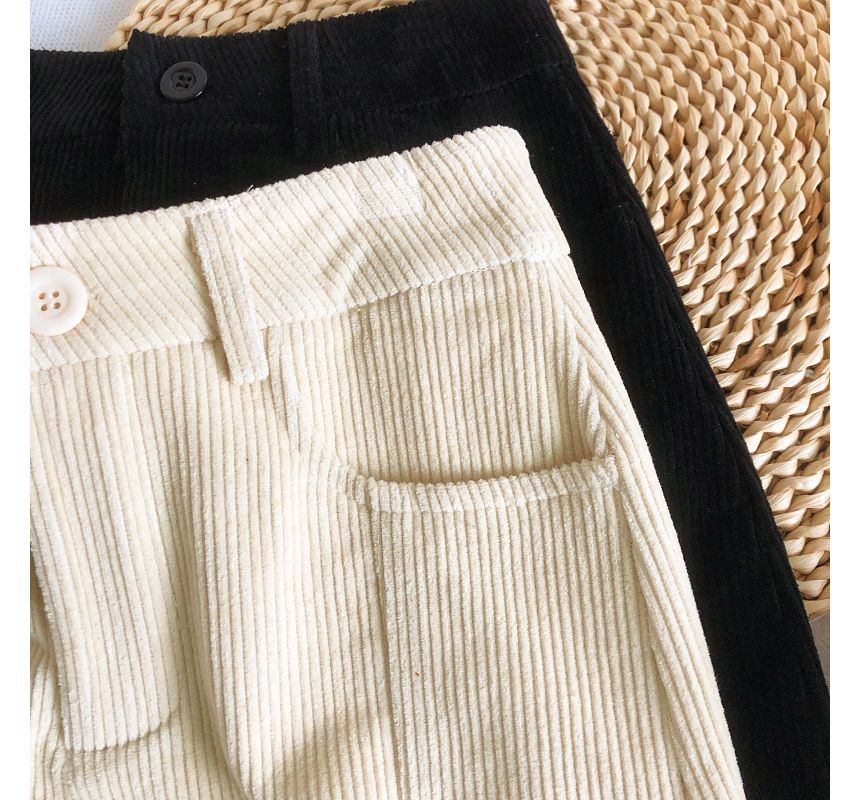 High Waist Corduroy Wide Leg Shorts