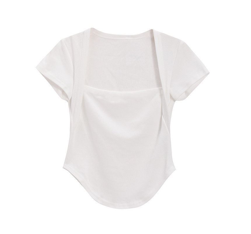 Short-Sleeve T-Shirt Neck Plain Square