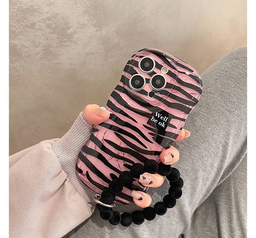 Phone Print Zebra Case Hand Chain