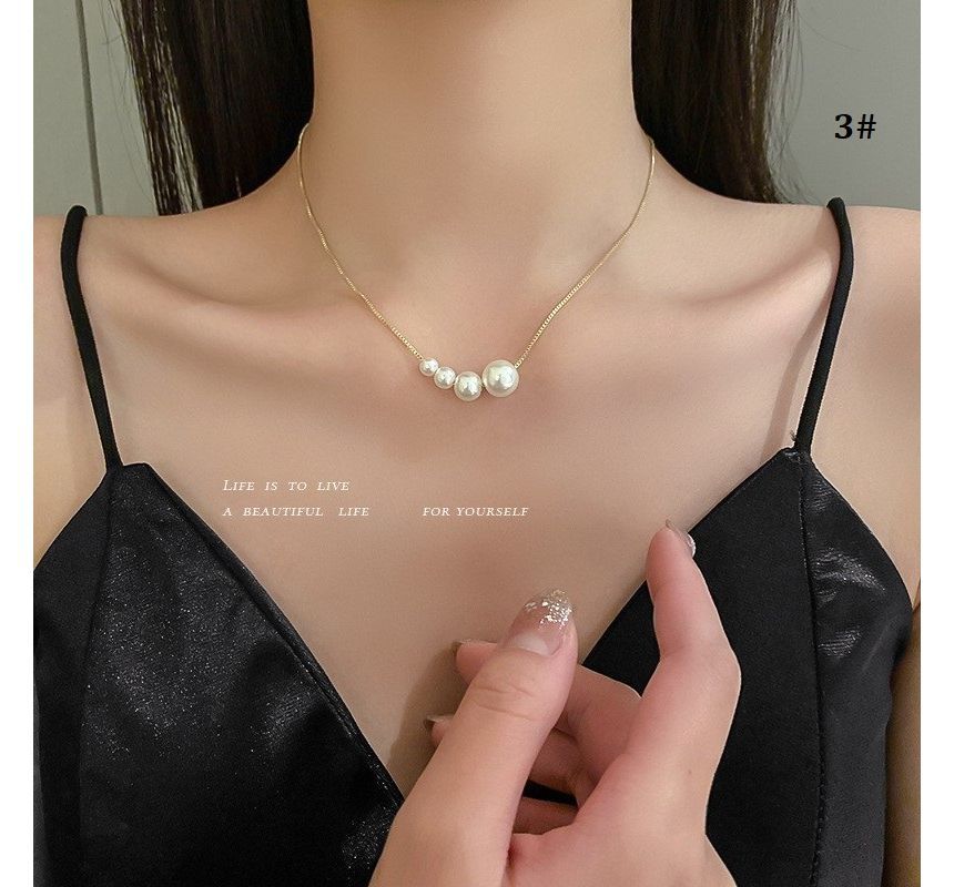 Pearl Faux Necklace Alloy