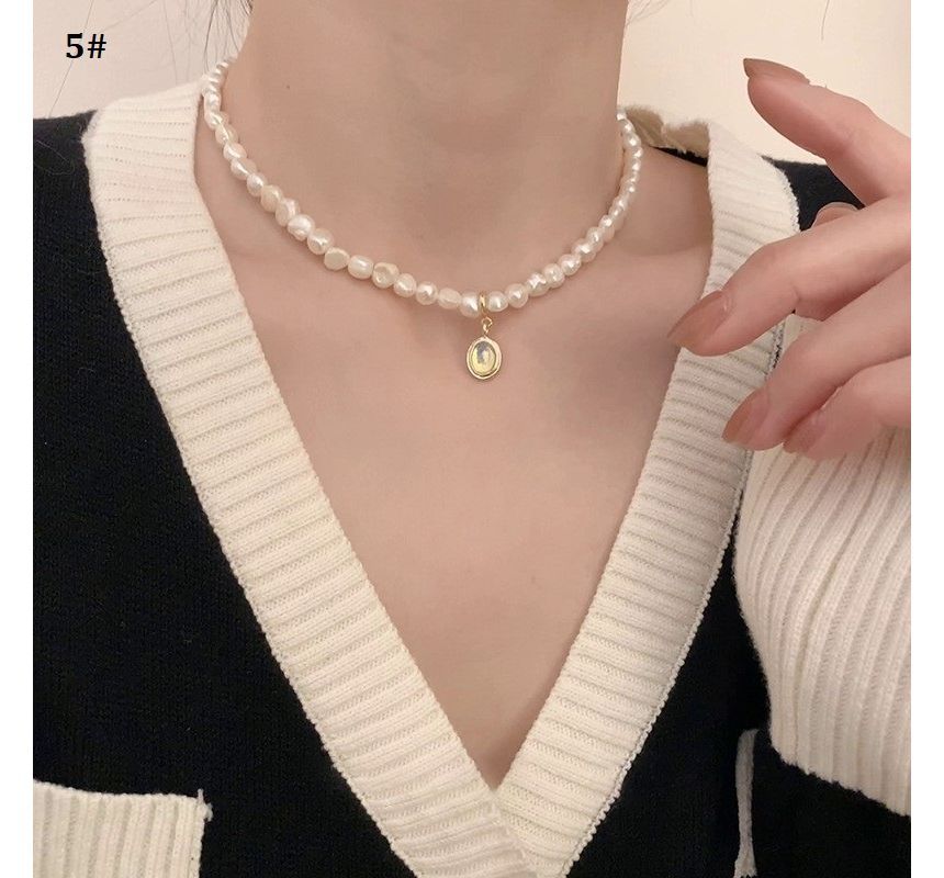 Pearl Faux Necklace Alloy