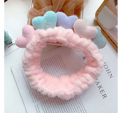 Color Block Heart Fluffy Face Wash Headband