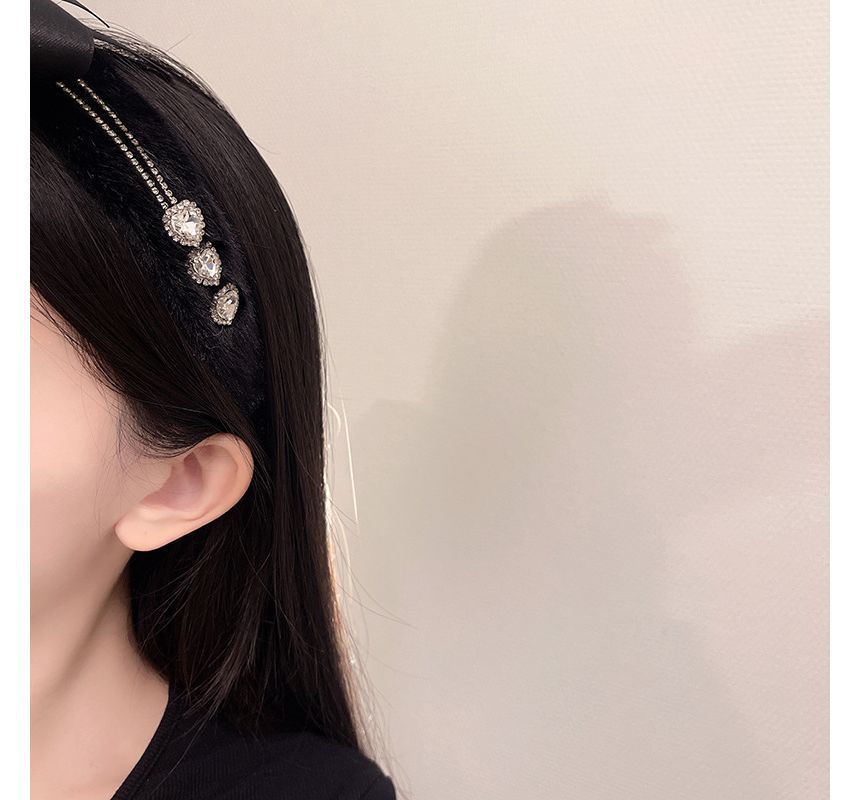 Bow Headband Rhinestone Fluffy