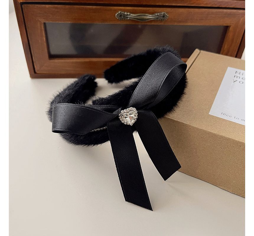 Bow Headband Rhinestone Fluffy