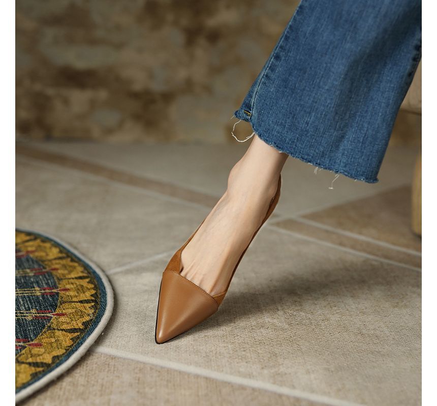 Pointed Faux Suede Pumps Kitten Heel