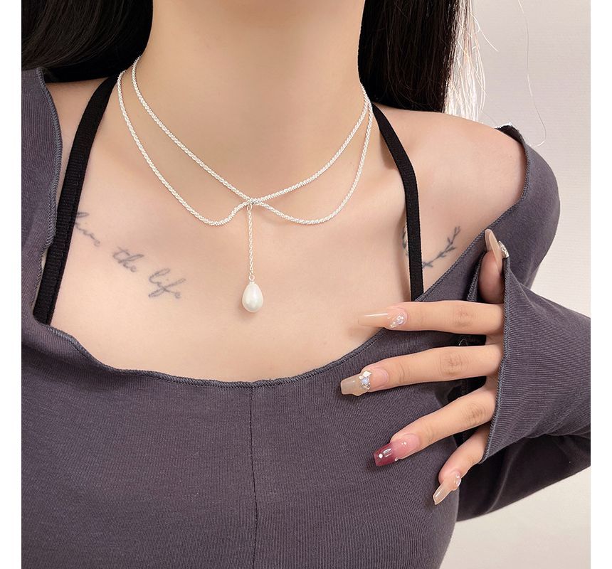 Pearl Faux Necklace Lariat