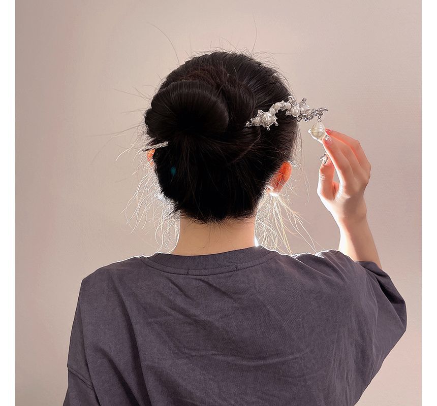 Hair Alloy Pearl Irregular Clip Faux