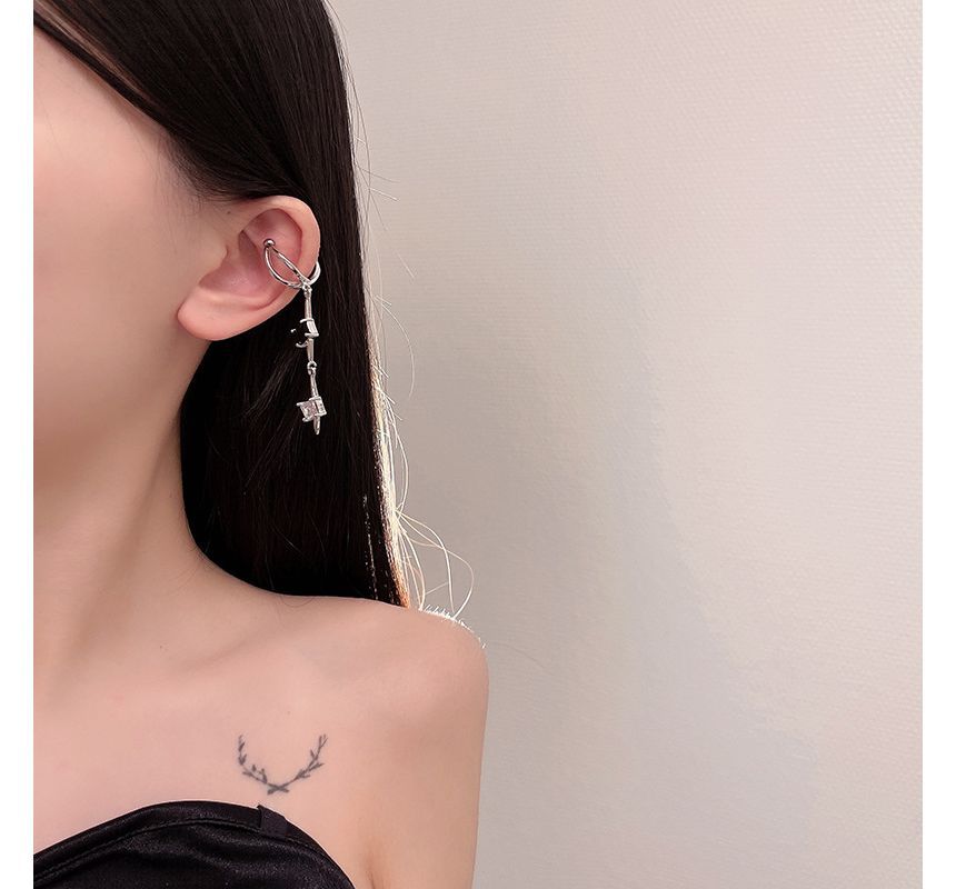 Alloy Cuff Dangle Star Earring Rhinestone