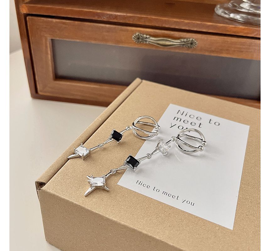 Alloy Cuff Dangle Star Earring Rhinestone