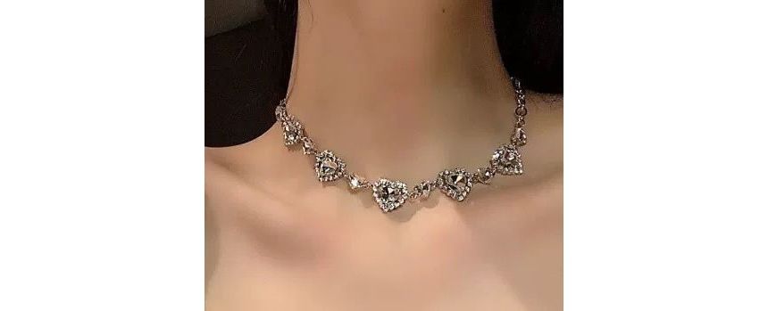 Choker Alloy Rhinestone Heart