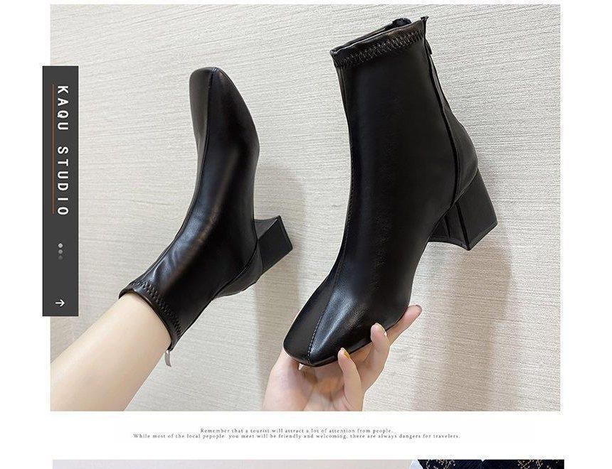 Chunky Short Boots Heel Plain