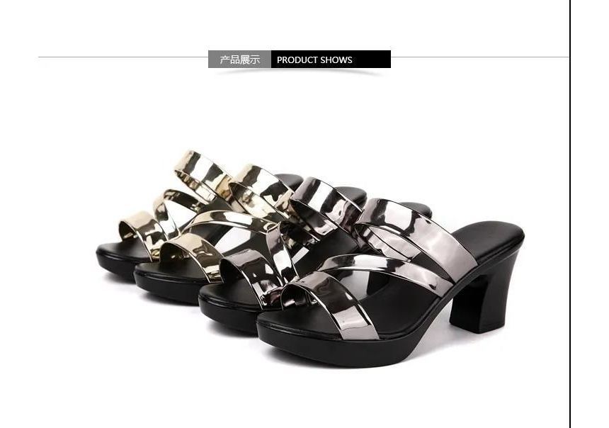 Heel Sandals Strappy Slide Chunky